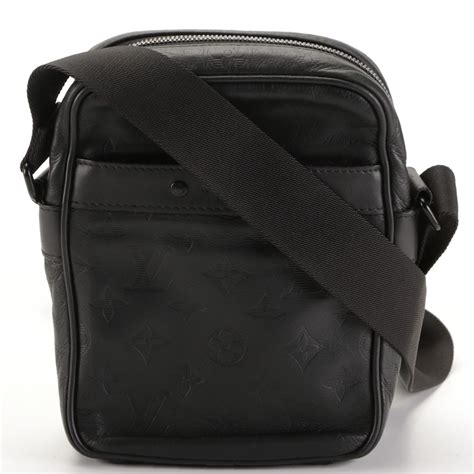 LOUIS VUITTON Calfskin Monogram Shadow Danube PM Black 